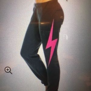 Aviator nation bolt womens sweatpant, black w/pink bolt, small, brand new